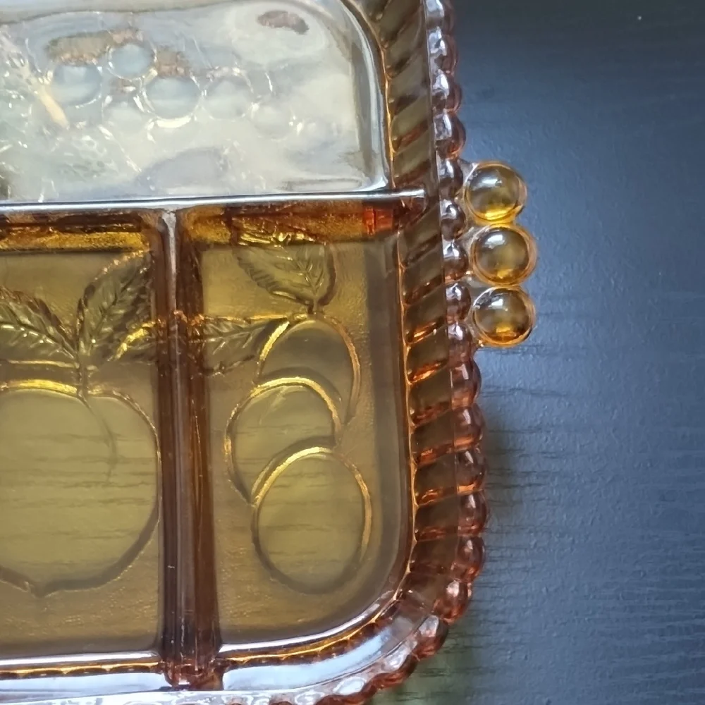 Vintage Amber Glass Divided Serving Tray - Picture 6 of 6